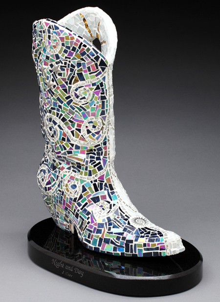 Night and Day boot sculpture, night side