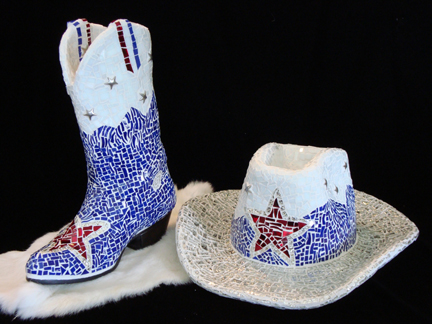 Rocky Mountain boot and hat scultpures